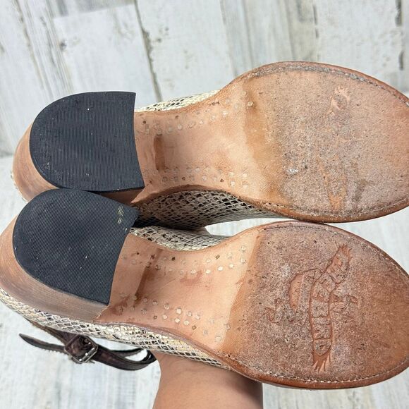 Freebird Randi Snakeskin Leather Boho Buckle Chunky Heels Booties Sandals size 8 - Picture 8 of 12